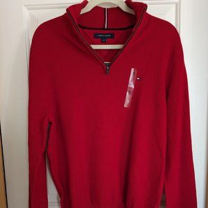 NWT Tommy HIlfiger Red Pullover Half Zip Sweater